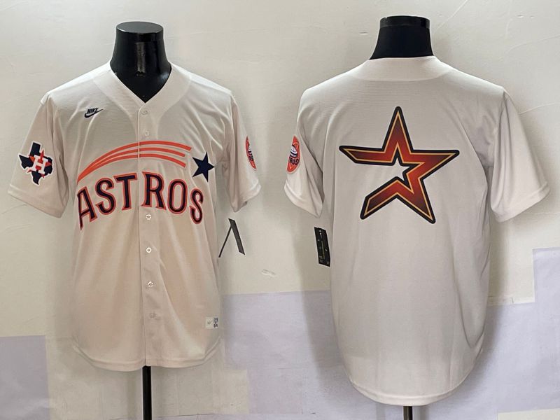 Men Houston Astros Blank Cream Five generations Joint Name 2025 Nike MLB Jersey style 12->houston astros->MLB Jersey